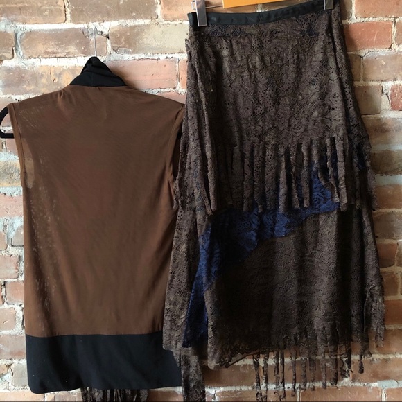 Marie Saint Pierre Ruffle Lace Top & Skirt Set - Picture 2 of 7